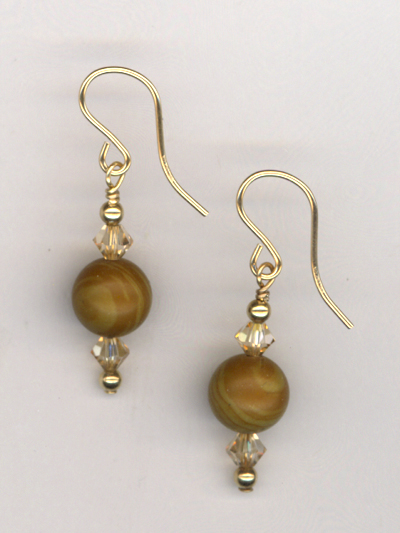 Gold Leaf Agate Crystal Earrings