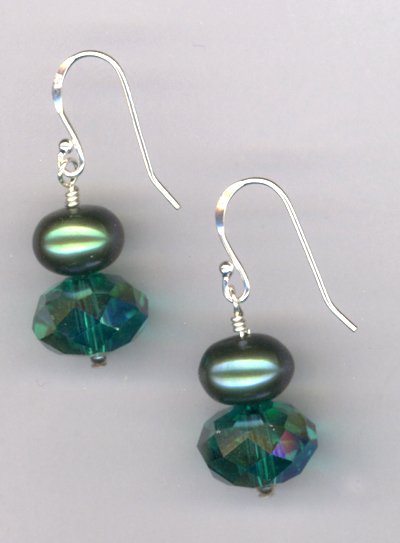 Emerald City ~ Crystal Pearl Earrings