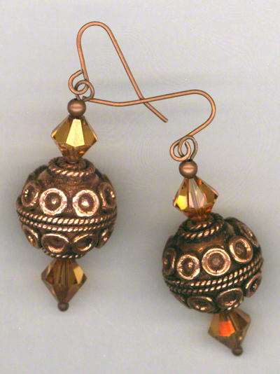 Cleopatra ~ Copper Swarovski Crystal Earrings