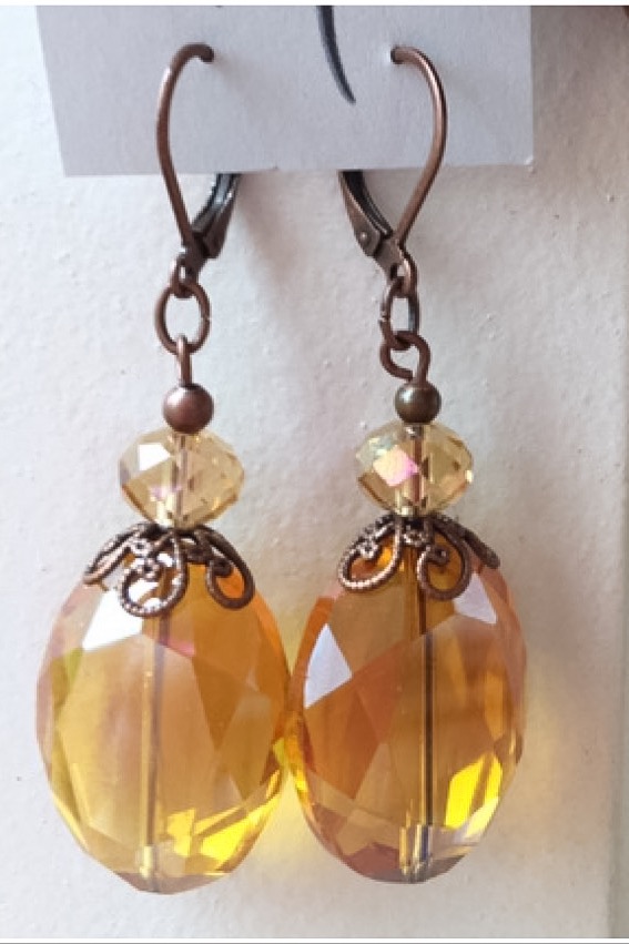 Topaz Filigree Crystal Quartz Chunky earrings