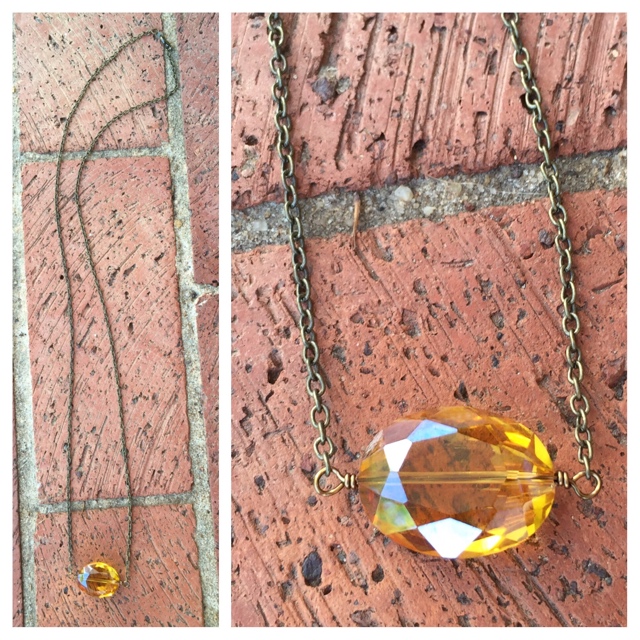 Topaz Gold Quartz crystal necklace 