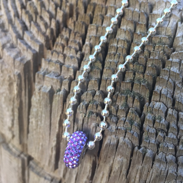 Always Shine lavender PavÃ© - BeCharmed Swarovski Crystal Large Hole Bead Sterling Silver Ball Chain Necklace