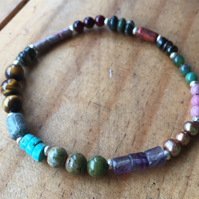 Multi-colored Gemstone Stacking Stretchy Bracelet 2