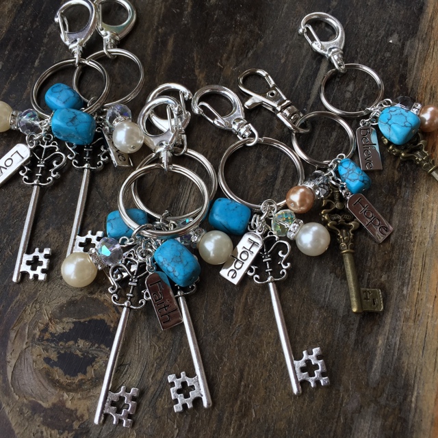 Key to my heart Turquoise Blue skeleton charm 