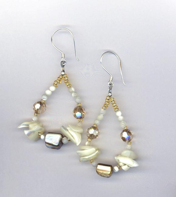 MOP teardrop crystal earrings