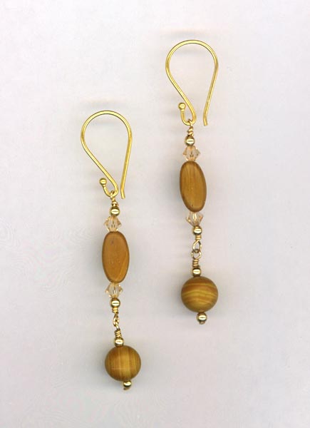 gold leaf agate earrings