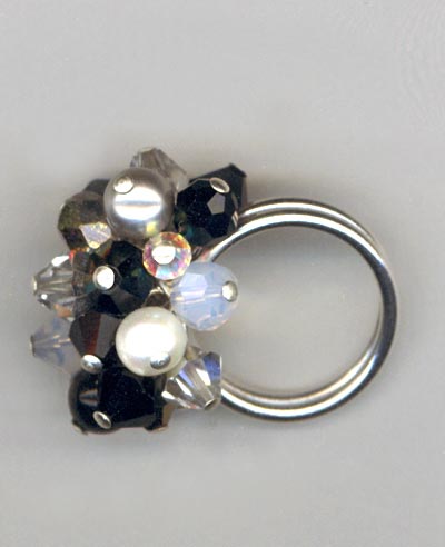 Black & White Crystal Cluster Ring