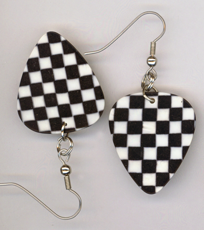 black checked gp earrings