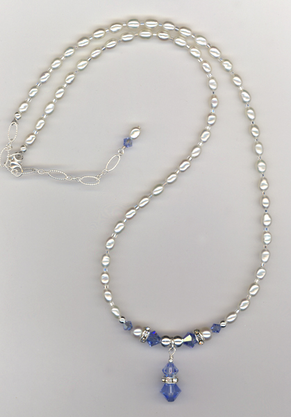 bridal blue pearl necklace