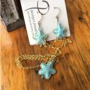 Summer Starfish Blue Gold Cloisonne' Earrings