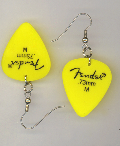 yellow fender gp earrings