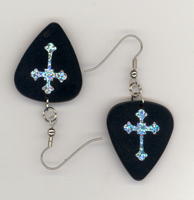 black gothis cross gp earrings