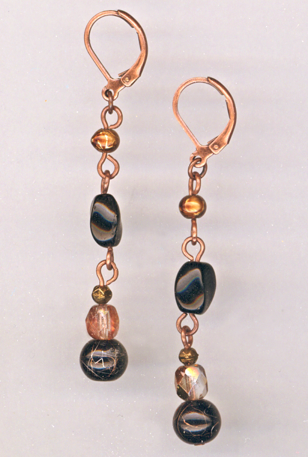 golden tiger copper earrings