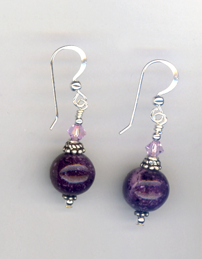 purple crystal stack earrings