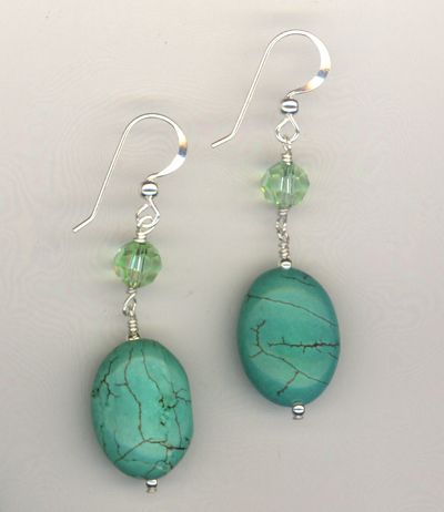 turquoise crystal dangle earrings