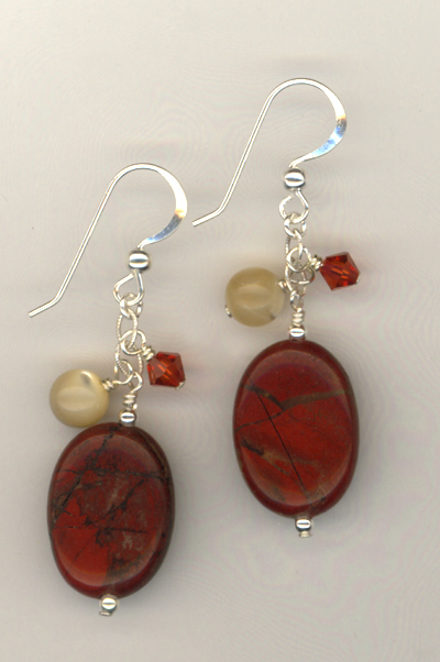 Red Jasper MOP crystal earrings
