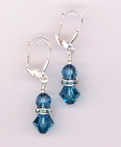 Blue Indicolite Swarovksi Crystal Stack LB Earrings