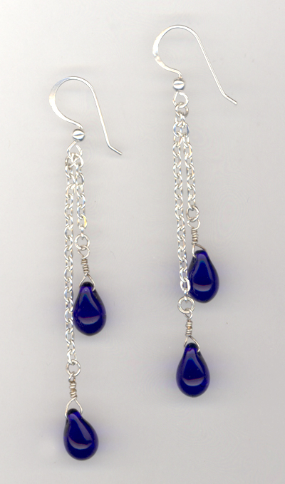 Blue Laggon Teardrop Chain Earrings