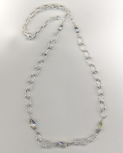 Sterling & Crystal Chain Necklace