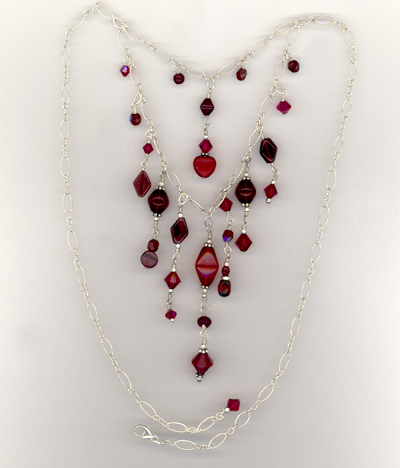 Garnet Sterling Cascade Necklace