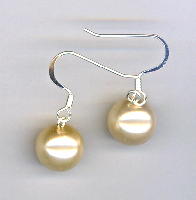 Creamy White 12mm Glass Pearl Earrings