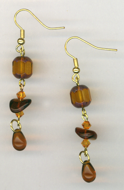 Topaz gold brown triple earrings