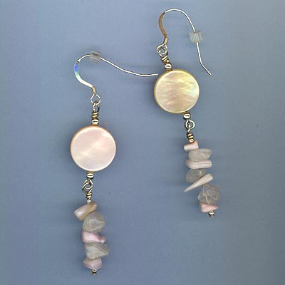 pink MOP & rose quartz earring