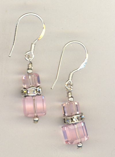 Rose Crystal Cube Earrings