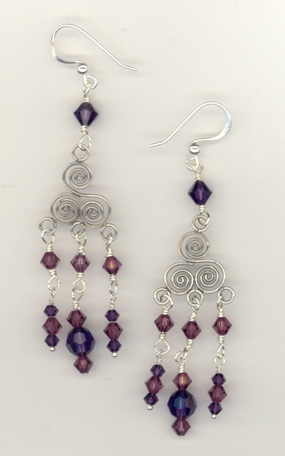 Bali Chandelier Purple Swirl Earrings