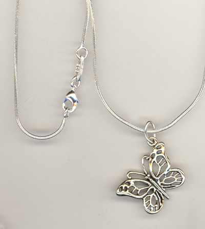 Butterfly Sterling Silver Charm Necklace