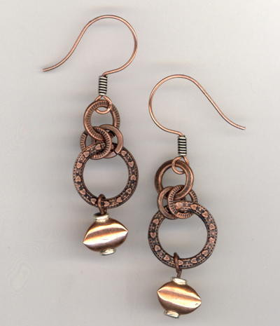 Copper Link Circle Earrings