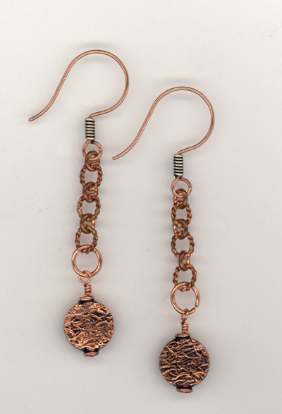 Copper Textured Chain Earrings