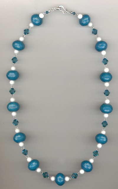 Aqua & White Summer Beaded Gemstone Necklace