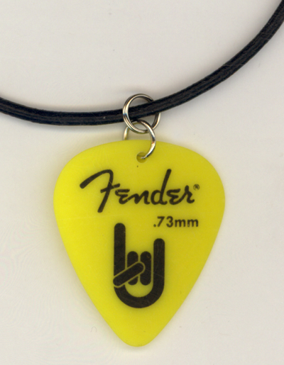 Yellow Fender Guitar Pick Necklace