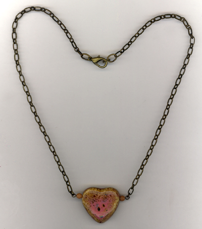 Ceramic Pink Heart Chain Necklace