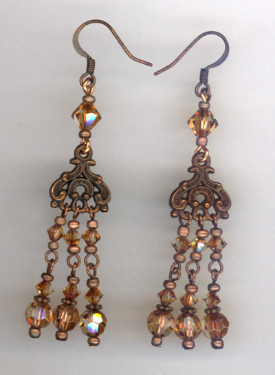 Vintage Copper Elegant Chandelier Earrings