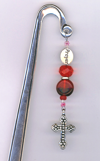 prayer cross silver beaded bookmark