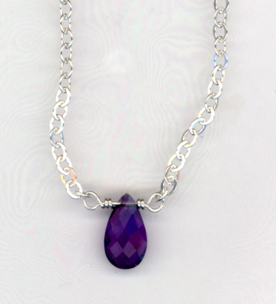amethyst teardrop gemstone necklace