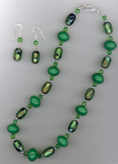 Green Jade Crystal Necklace Set