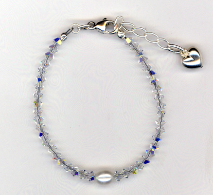 Flower Girl Crystal Pearl Bracelet