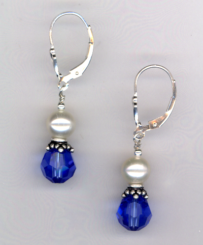 Sapphire Crystal Pearl Beaded Earrings