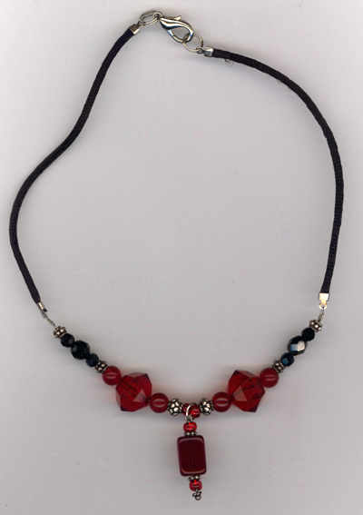Vintage Black Red Crystal Necklace