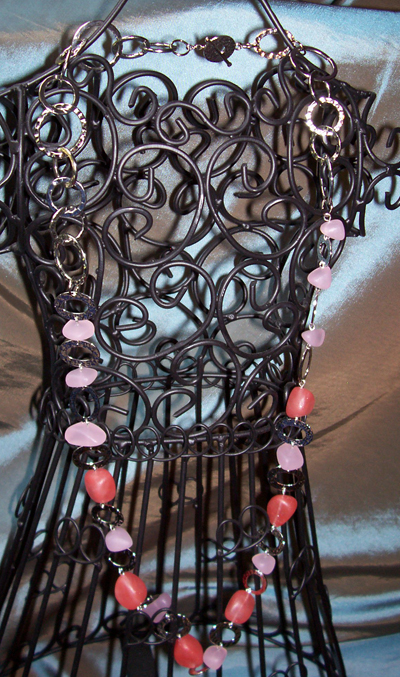 Pink Sea Glass Chain Necklace