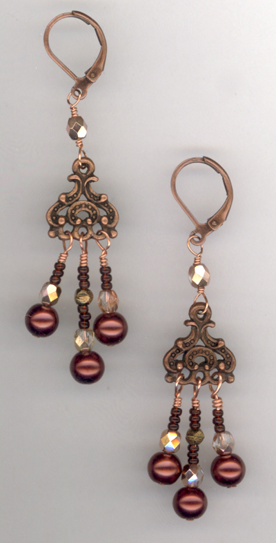 Chocolate Triple Delight ~ Chandelier Earrings