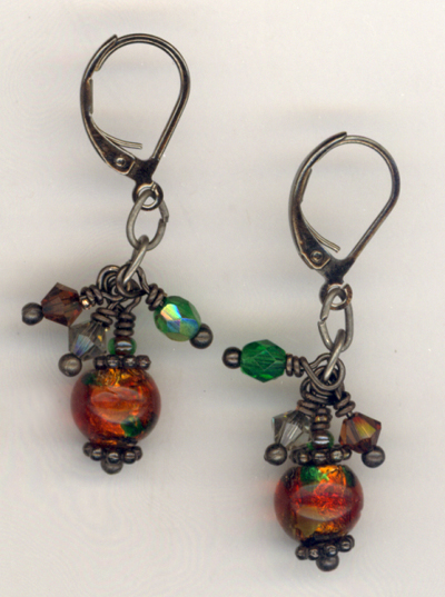 Fall Harvest 2 ~  Lampwork Gun Metal Earrings 