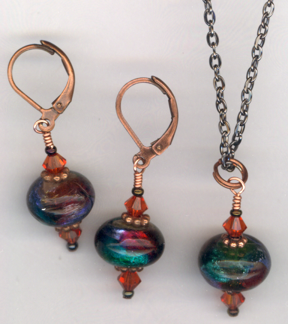 Indian Summer ~ Lamwork Copper Jewelry Set