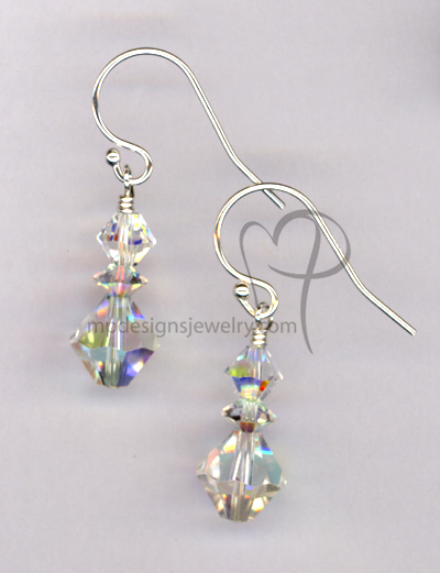 Crystal AB Swaro Short stack SS Ball Earrings