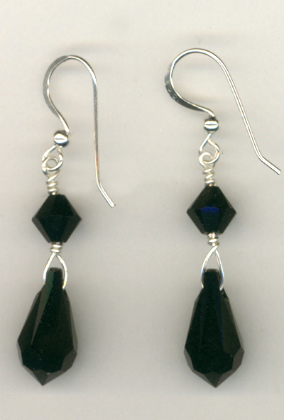 Jet Black Crystal Beauty Earrings
