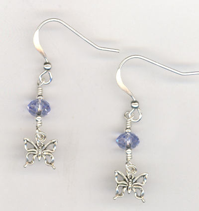 I Want To Fly ~ Lavendar Crystal Butterfly Earrings