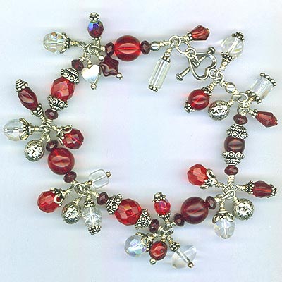 Red Crystal Fancy Charm Bracelet